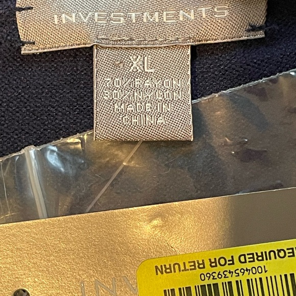 New Navy Blue button down cardigan classic academia XL Rayon / Nylon blend - Picture 6 of 7